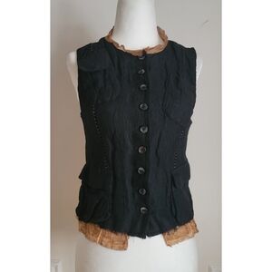 Masnada Black and Rust Women's Vest Like New Corset Back NWOT